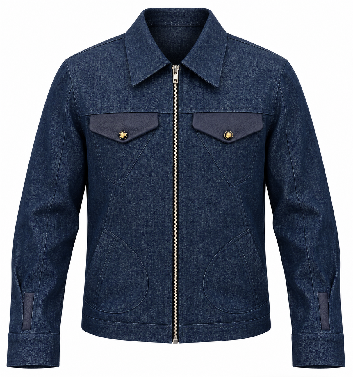Veste en denim premium et cuir de vache véritable